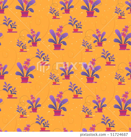 Seamless Pattern, Print of House Plants in Pots - Stock Illustration ...