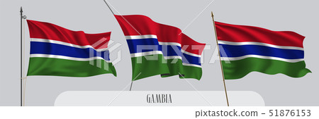 Set of Gambia waving flag on isolated background 51876153