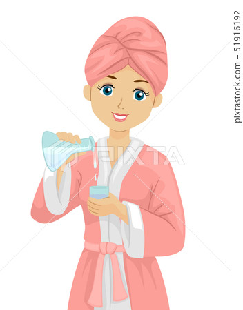 Teen Girl Spa Science Illustration 51916192