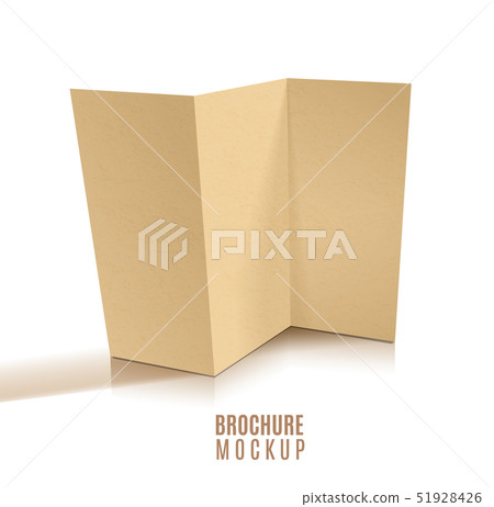 Blank tri-fold brochure design isolated. Paper craft. 51928426