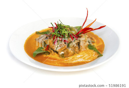 Dried red curry pork with coconut milk (Panang) Dried red curry pork with coconut milk (Panang) 51986191