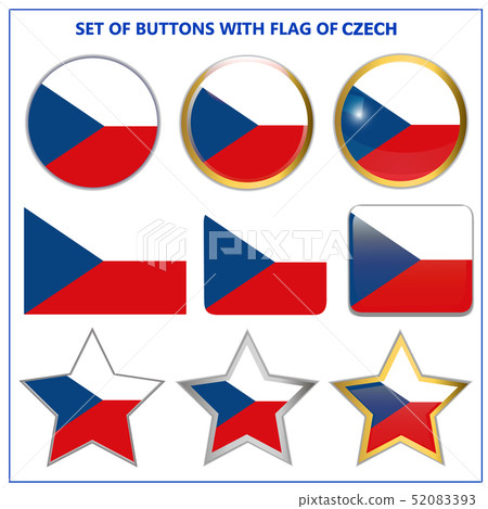 Set of buttons with flag of Czech Republic. Illustration 52083393
