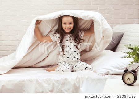 happy morning baby in bed. happy morning baby in bed. 52087183