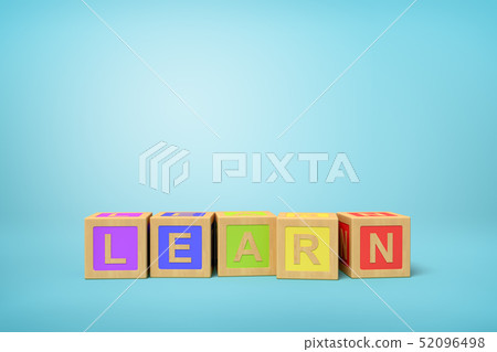 3d rendering of alphabet toy blocks on blue background. 3d rendering of alphabet toy blocks on blue background. 52096498