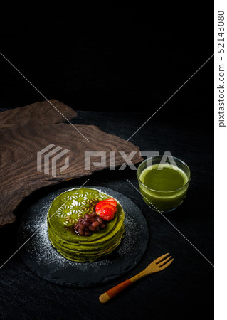 Matcha pancake Japanese food Matcha pancake Japanese green tea pancake (milk rape) 52143080