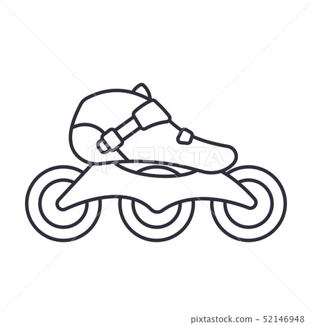Inline Roller Skates icon isolated on white background. Outline vector illustration 52146948