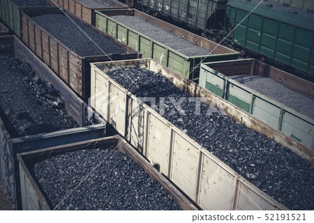 rail cars loaded with coal, a train transports 52191521