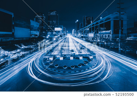 Car lights with U turn road in Sutthisan district Car lights with U turn road in Sutthisan district 52193500