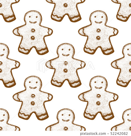 Gingerbread Cookie Pattern In Hand Drawn Style Stock Illustration   52242082 