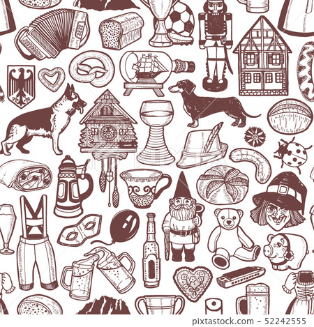 German Symbols Pattern in Hand Drawn Style 52242555