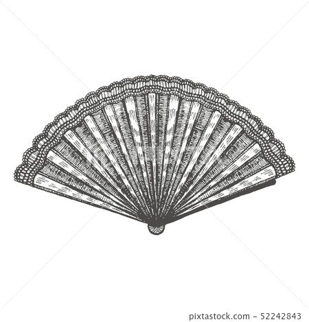 Isolated Laced Fan in Hand Drawn Style 52242843