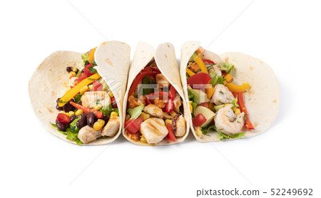 burrito with vegetables and tortilla, 52249692