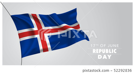 Iceland Happy Republic Day Greeting Card Banner Stock