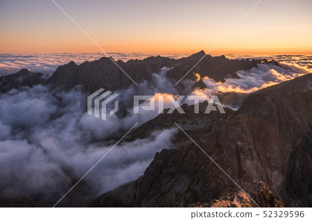 Mountains with Inversion at Sunset 52329596