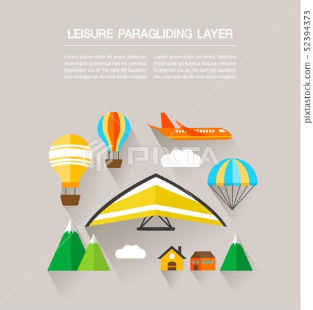 Airplane Mountain House Airplane Leisure Layer Collection Simple Icon 52394373