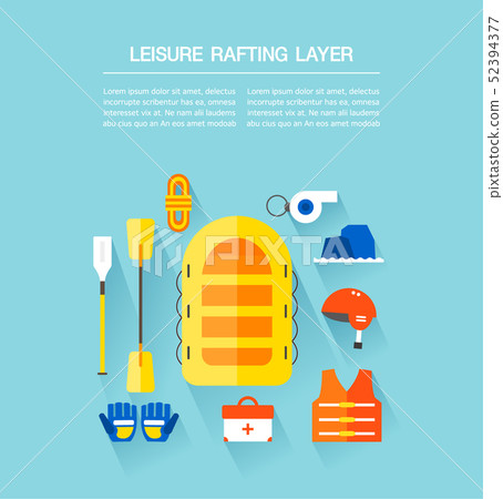 小船救生衣安全帽口哨休閒運動層集合圖圖標 52394377