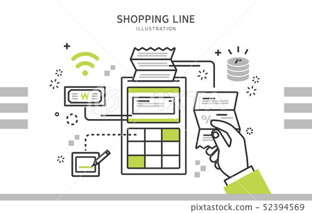 Calculator Receipt Point Shopping Line Illustration Line Pop-up Banner Calculator Receipt Point Shopping Line Illustration Line Pop-up Banner 52394569