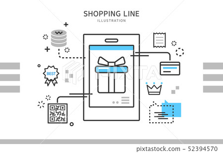 Cellphone application point payment shopping line illustration illustration pop Cellphone application point payment shopping line illustration illustration pop 52394570