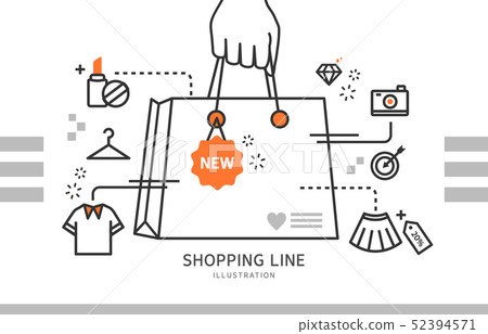 Shopping Bag New Apparel Cosmetic Shopping Line Illustration Line Pop Shopping Bag New Apparel Cosmetic Shopping Line Illustration Line Pop 52394571