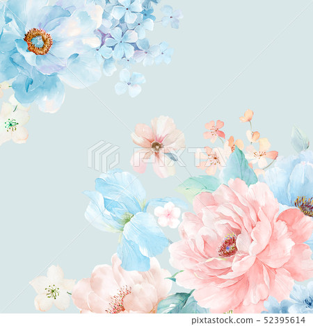 水彩玫瑰花卉集合 52395614