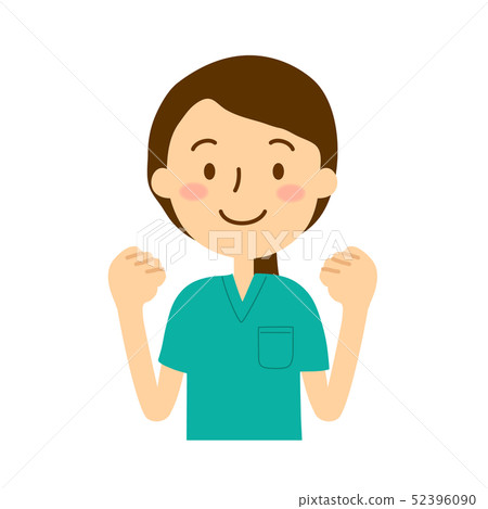 Scrub white coat emerald green female guts pose Scrub white coat emerald green female guts pose 52396090
