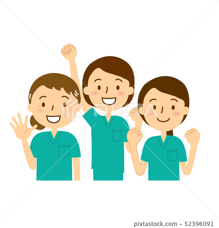 Scrub white coat emerald green women 3 people Scrub white coat emerald green women 3 people 52396091