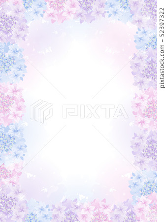 Hydrangea frame Three colored flowers and gradient background Vertical composition Hydrangea frame Three colored flowers and gradient background Vertical composition 52397322