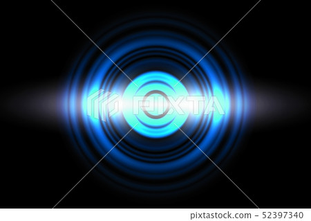 Sound waves oscillating blue light with circle Sound waves oscillating blue light with circle 52397340