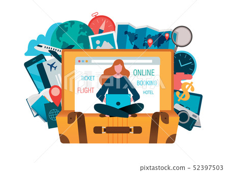On line booking, On-line Ticket, book flight. 52397503