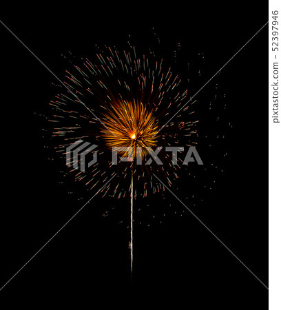 Colorful fireworks on black background Colorful fireworks on black background 52397946