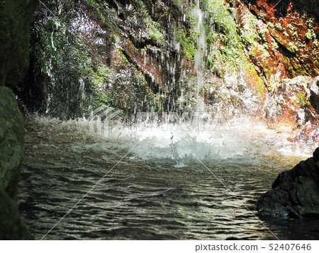 Water of Iwai Falls splashing violently 52407646