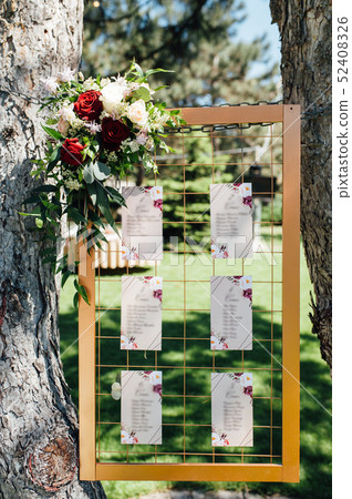 Original vintage wooden board with guest list Original vintage wooden board with guest list 52408326