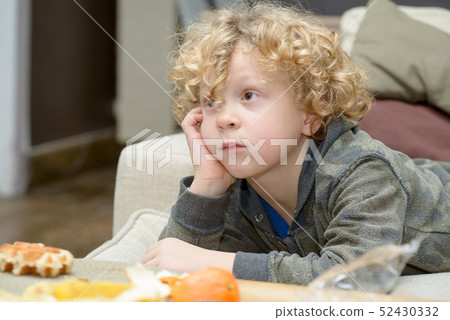 portrait of young blond curly boy portrait of young blond curly boy 52430332