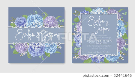 Set for two wedding invitation, greeting card, 52441646