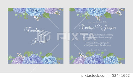 Two wedding invitation cards seasonal flower.Set 52441662