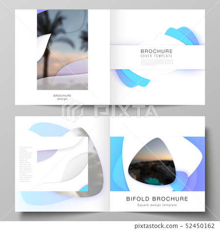 The vector illustration layout of two covers templates for square design bifold brochure, magazine The vector illustration layout of two covers templates for square design bifold brochure, magazine 52450162
