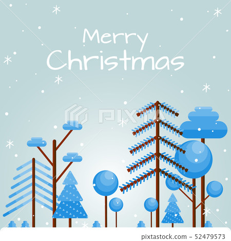Card Merry Christmas with flat trees Card Merry Christmas with flat trees 52479573