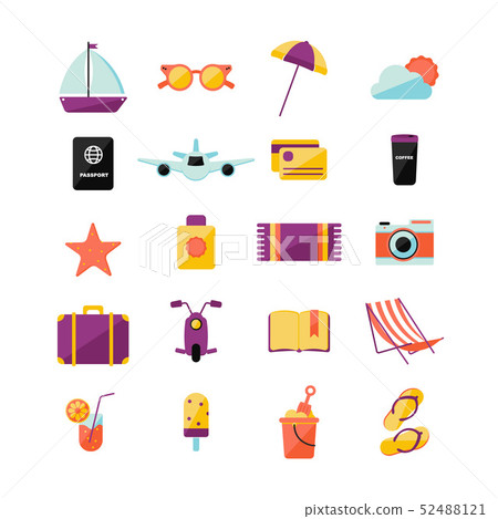 Set with different summer icons Set with different summer icons 52488121