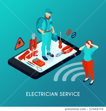 Electrician Service Isometric Composition  52488154