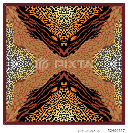 Silk scarf with abstract animal print. Silk scarf with abstract animal print. 52490337