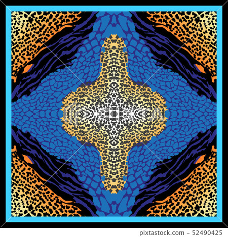 Silk scarf with abstract animal print. Silk scarf with abstract animal print. 52490425
