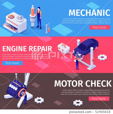 Mechanic, Engine Repair and Check Service Banners 52493818