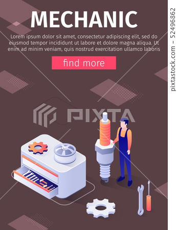 Mechanic Service in Modern Auto Repair Shop Poster 52496862