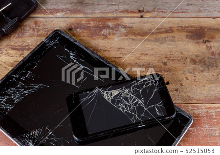 Broken glass screen on the touch screen electronic Broken glass screen on the touch screen electronic 52515053