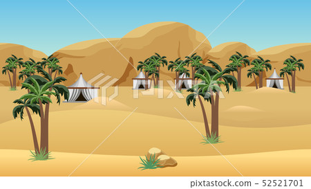 Bedouin camp in desert. Landscape for game Bedouin camp in desert. Landscape for game 52521701