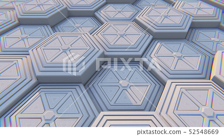 White geometric hexagonal abstract background. 3D 52548669