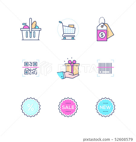 Shopping - modern line design style icons set - Stock Illustration ...
