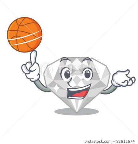 With basketball white diamond in the cartoon shape With basketball white diamond in the cartoon shape 52612674