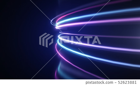 Abstract neon light streaks lines motion background 52623881