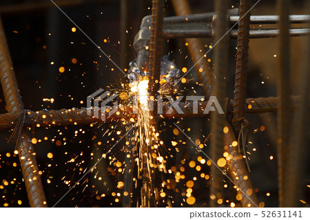 Welder worker perform cutting steel with acetylene Welder worker perform cutting steel with acetylene 52631141